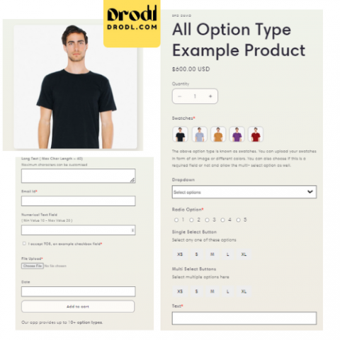 Drodl: Custom Product Options on Shopify