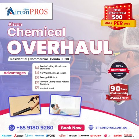 Aircon chemical overhaul service, Singapore