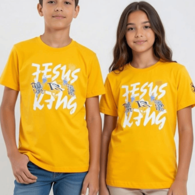Youth Christian T-Shirt "Jesus Is King" Faith-Based Graphic Tee