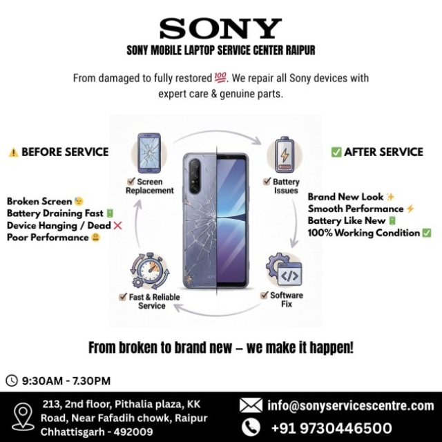 Sony Mobile laptop Service Center in Raipur