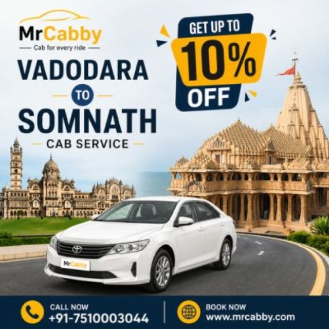 MrCabby Book Ride Cab Services from Vadodara to Somnath