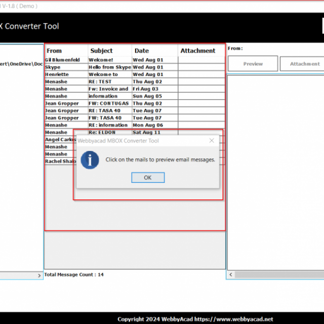 WebbyAcad MBOX Converter Exporter Tool