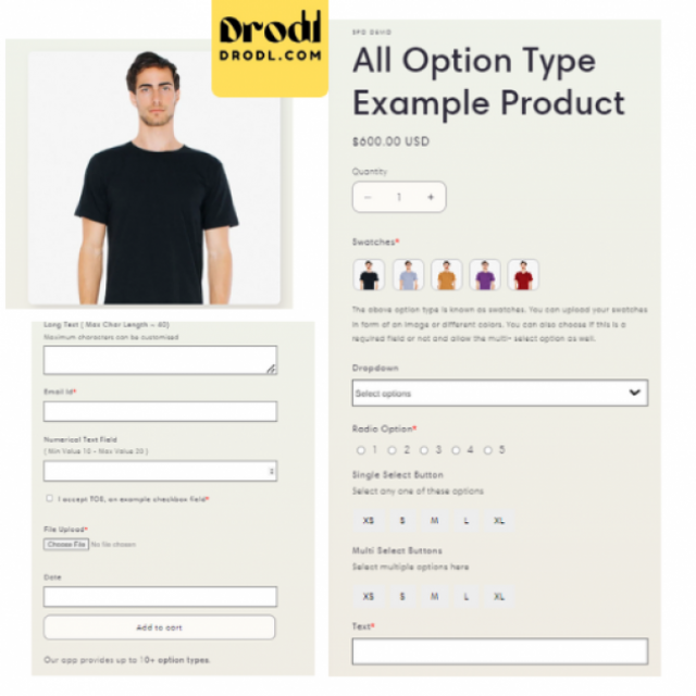 Drodl: Custom Product Options on Shopify