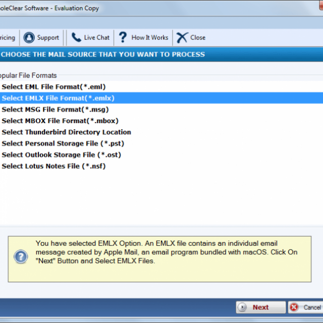 WholeClear EMLX to PST Converter