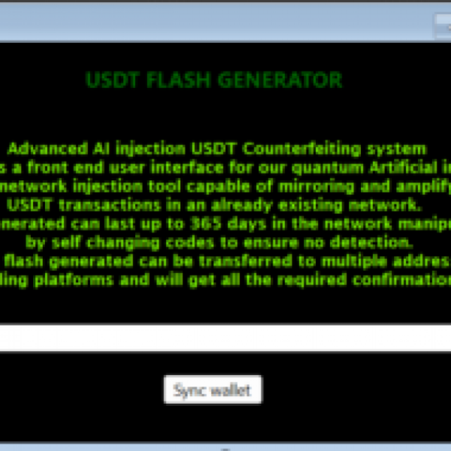 USDT Flashing Generator Software WE ACCEPT ESCROW FROM CLIENT.