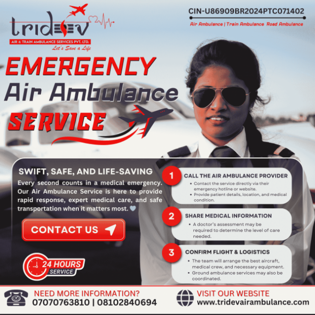 Arrival Of Tridev Air Ambulance Services in Guwahati Is the Best One