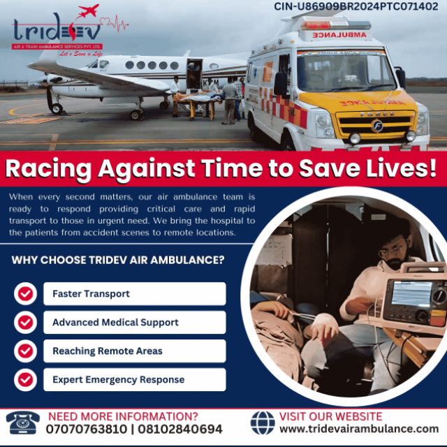 Tridev Air Ambulance Services in Ranchi: ICU Air Ambulance with Premium Facilities